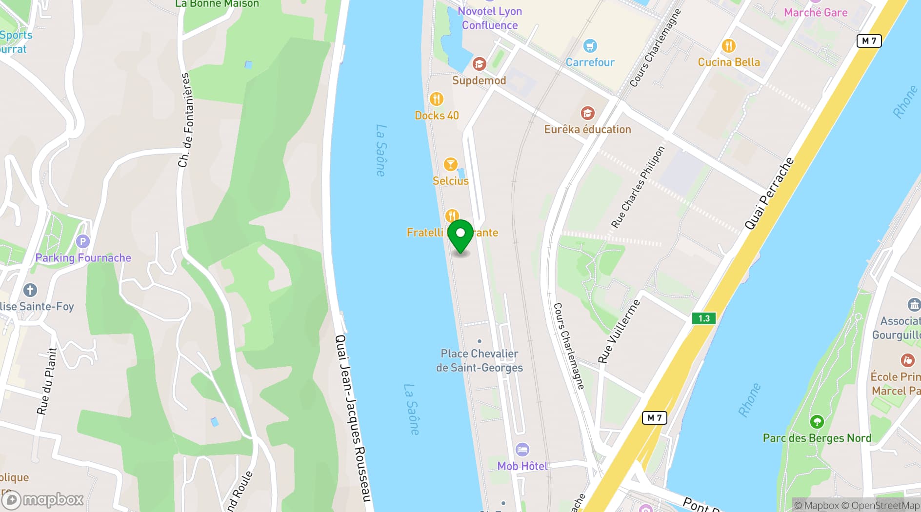 Map showing La Sucrière