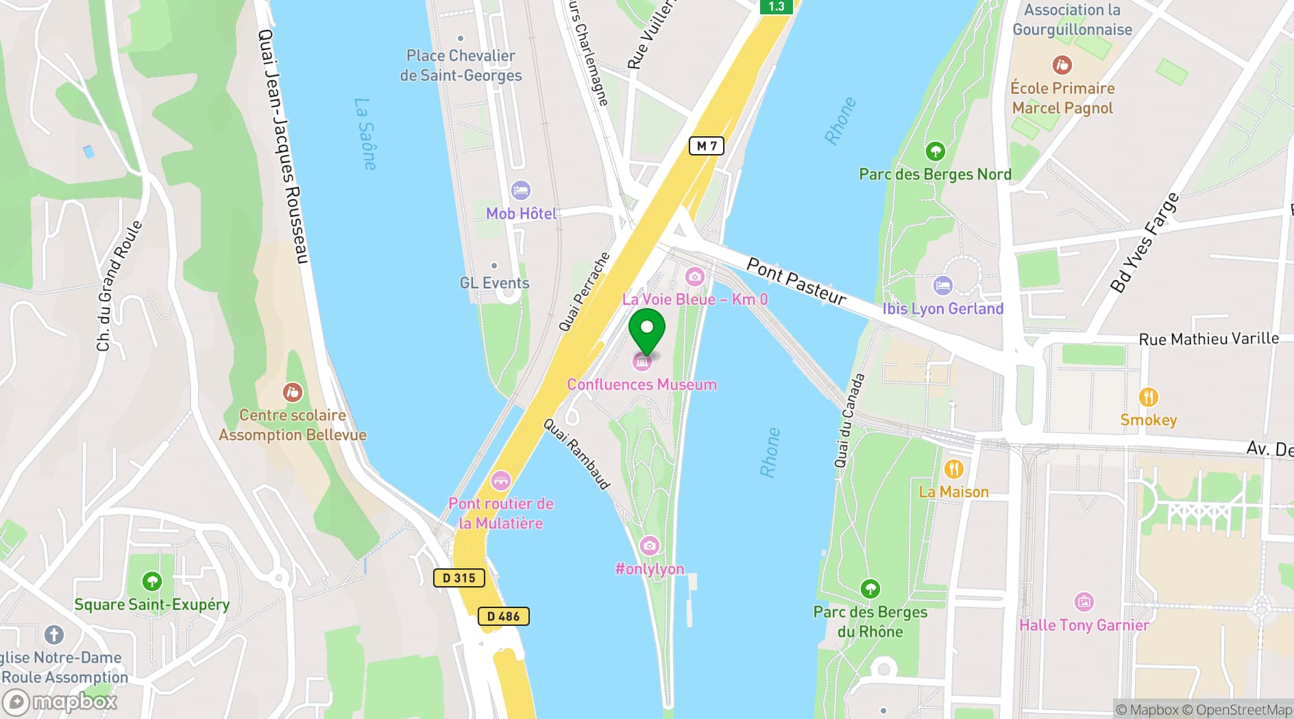 Map showing Musée des Confluences