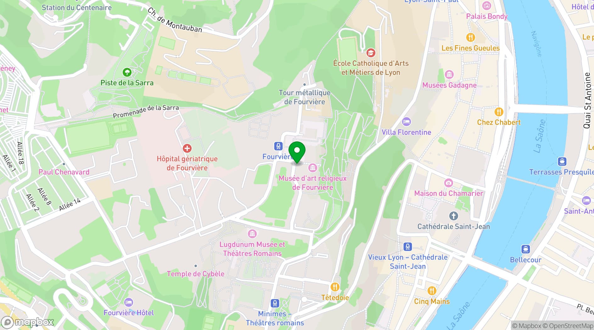 Map showing Carré Fourvière