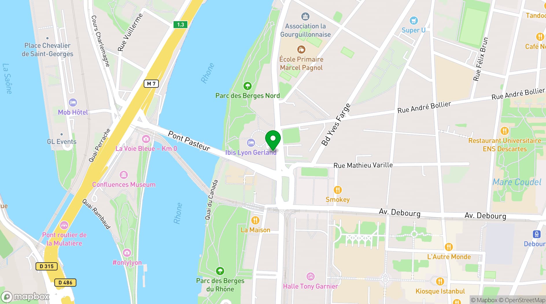 Map showing Novotel Lyon Gerland Musée des Confluences
