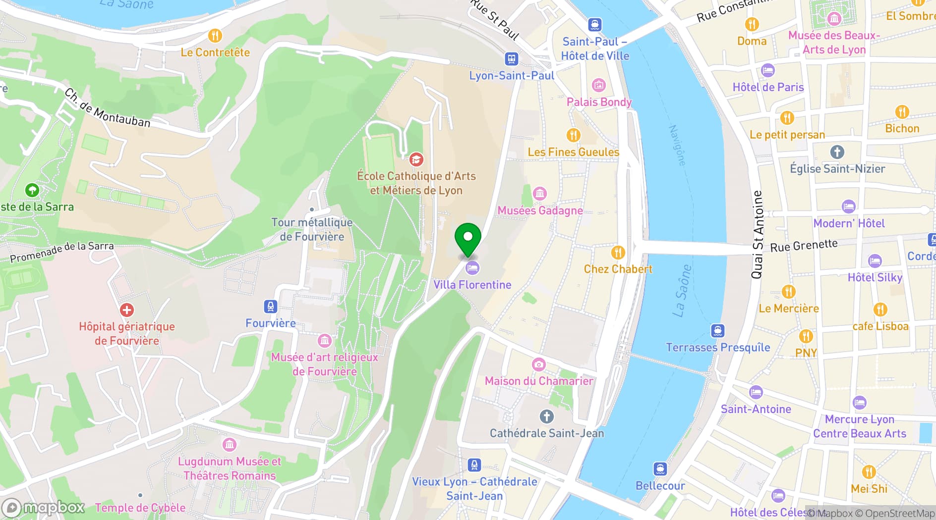 Map showing Villa Florentine