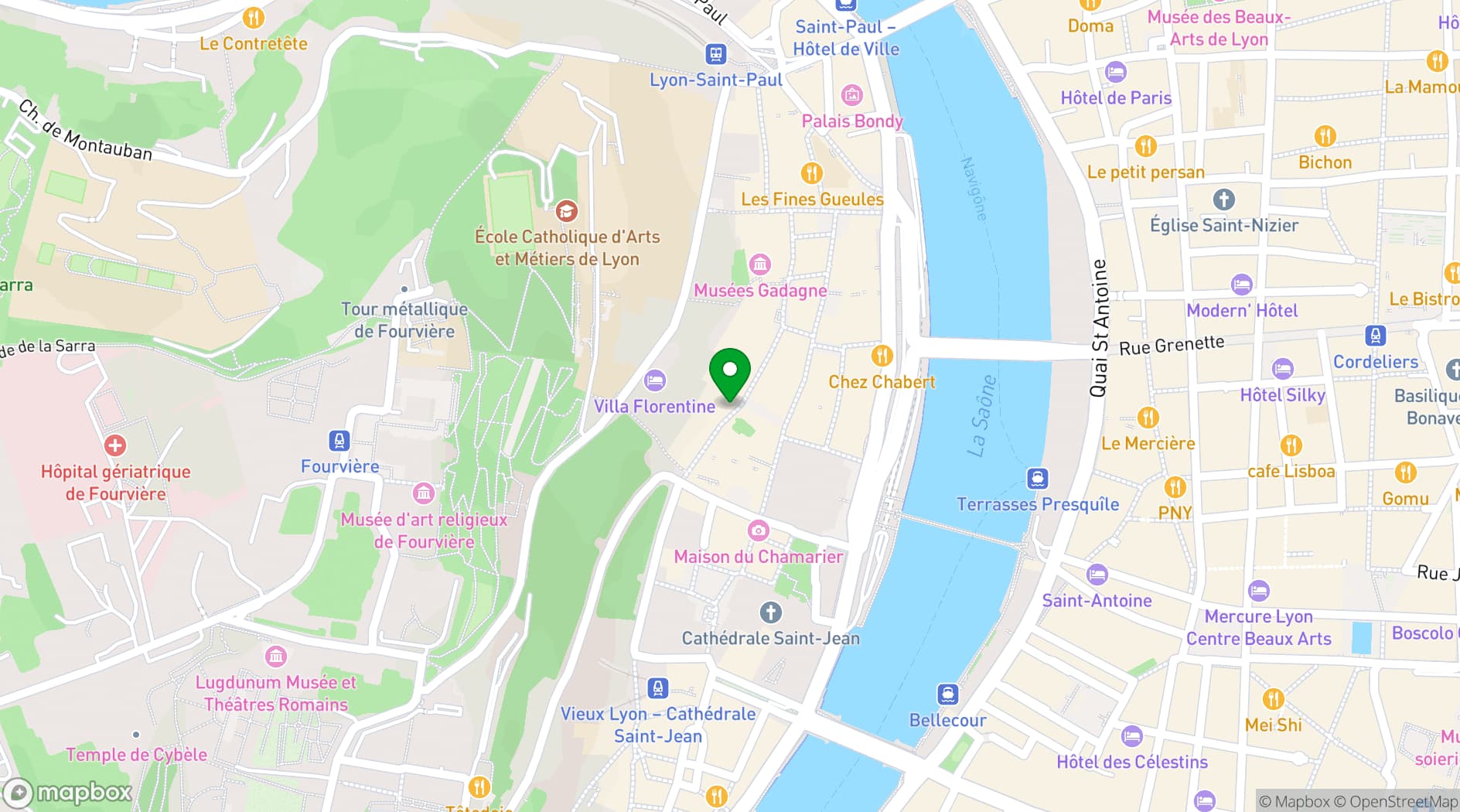 Map showing Food Traboule