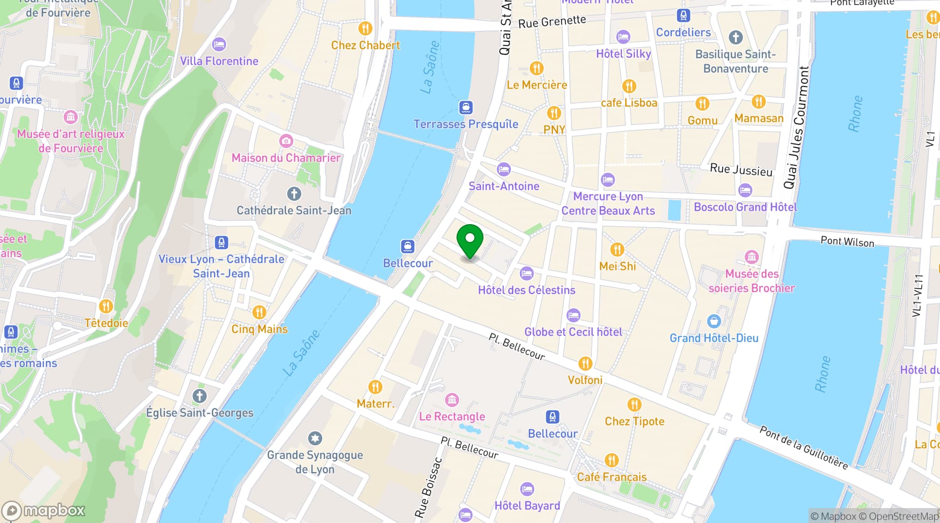 Map showing Hôtel des Artistes