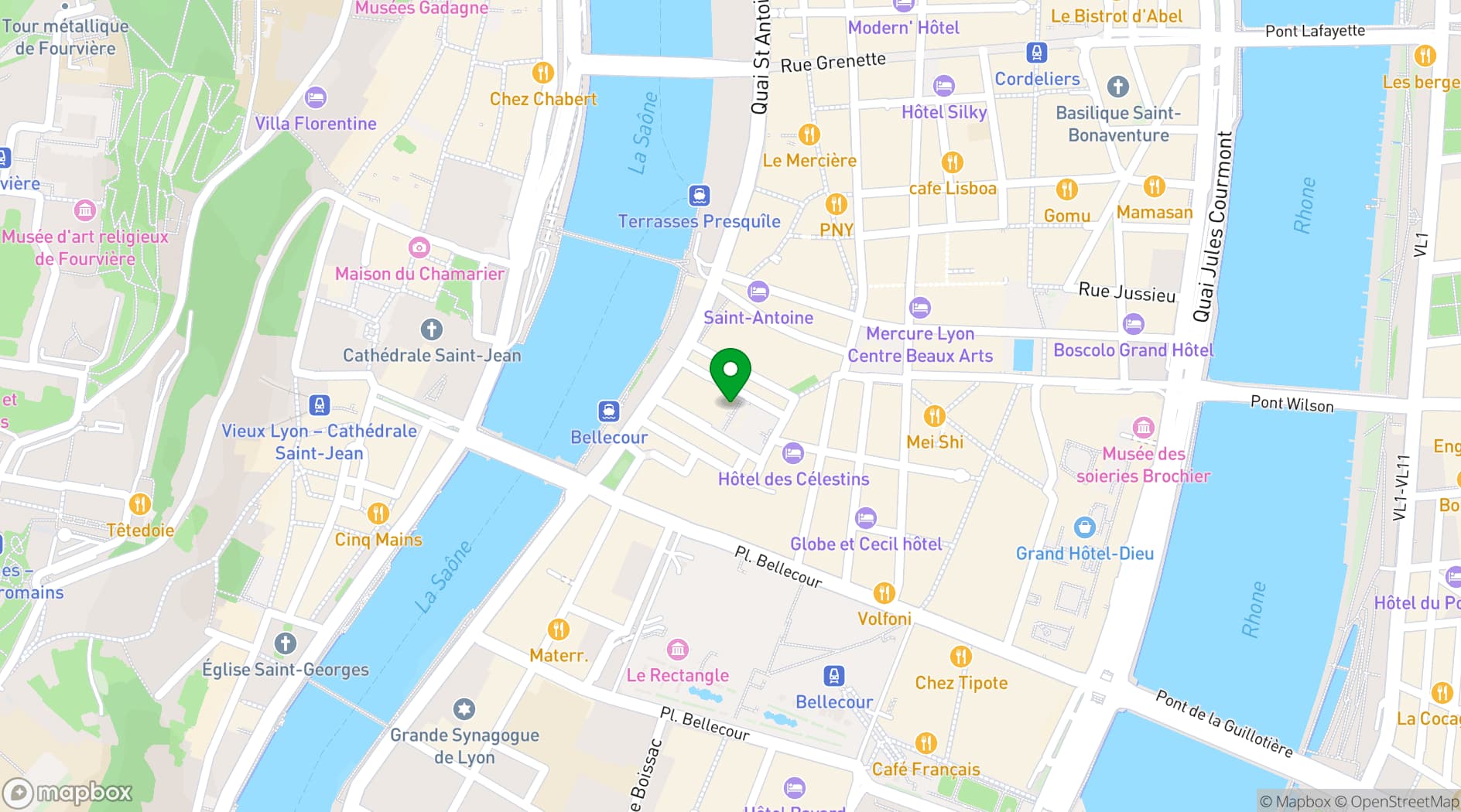 Map showing Les Célestins, Théâtre de Lyon