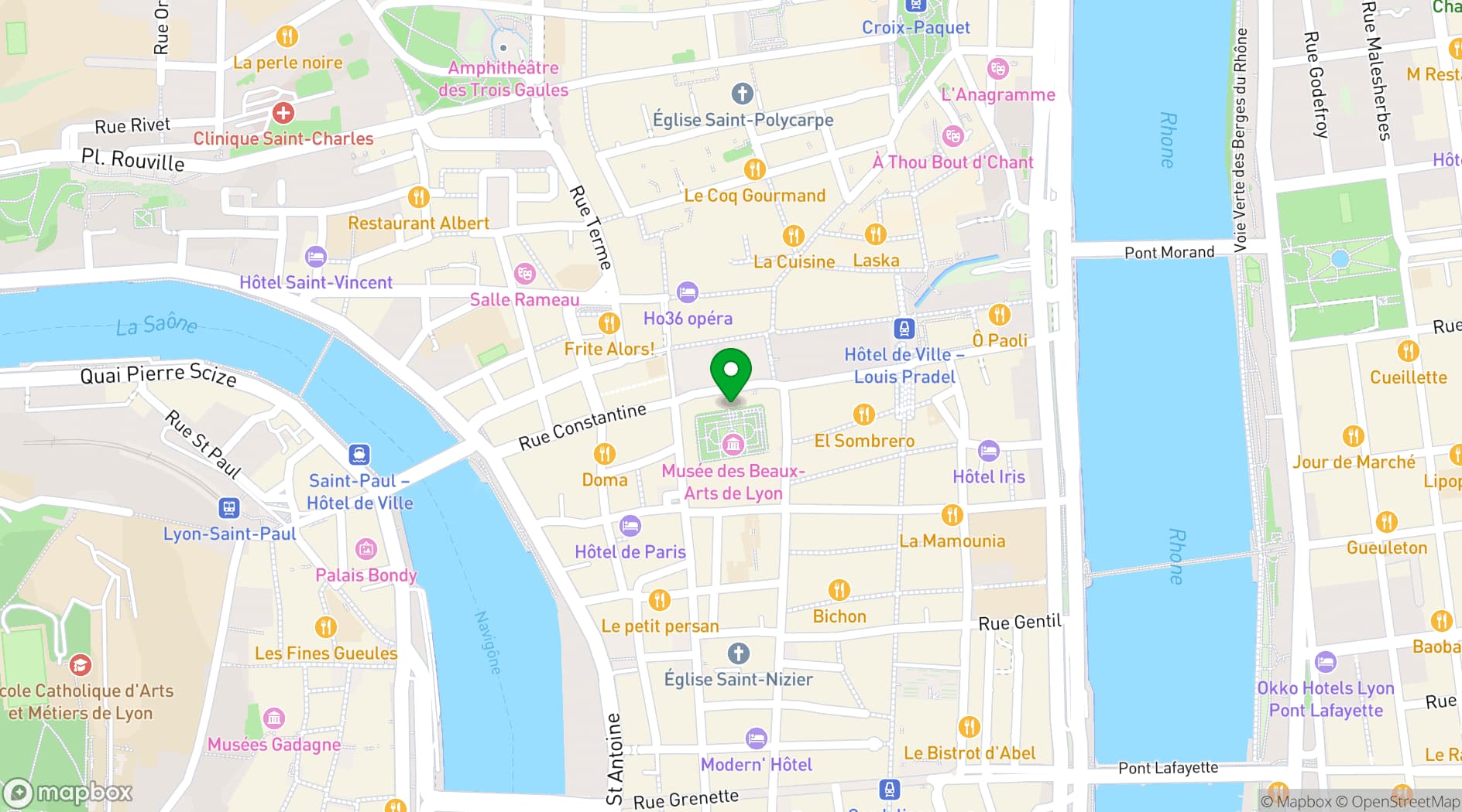 Map showing Lyon Fine Arts Museum