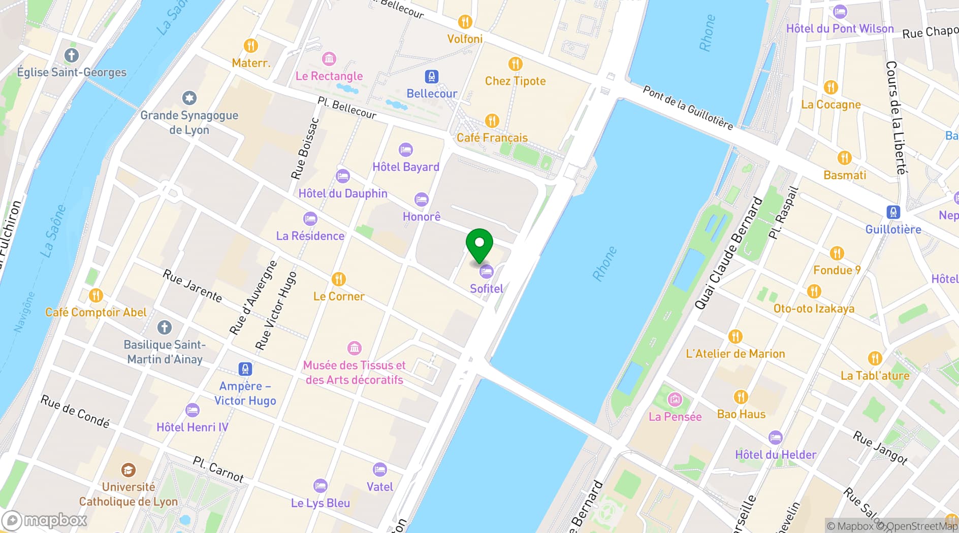 Map showing Sofitel Lyon Bellecour