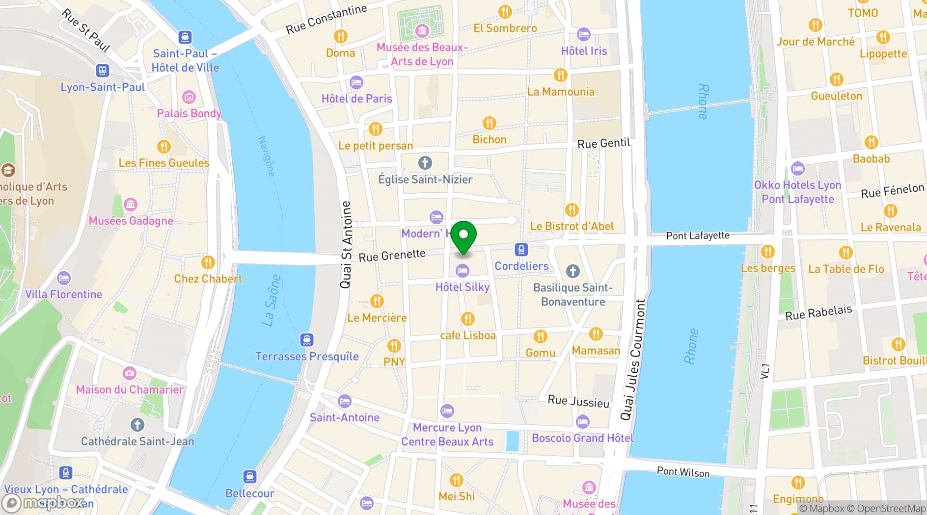 Map showing Grand Café des Négociants