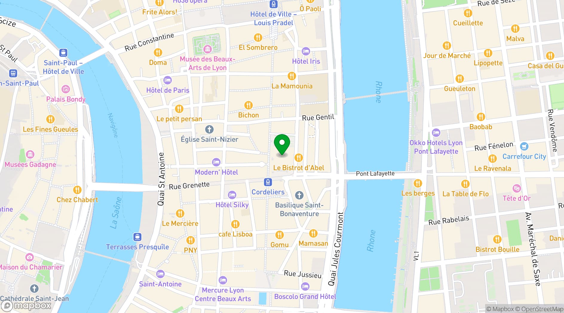 Map showing Palais de la Bourse Lyon