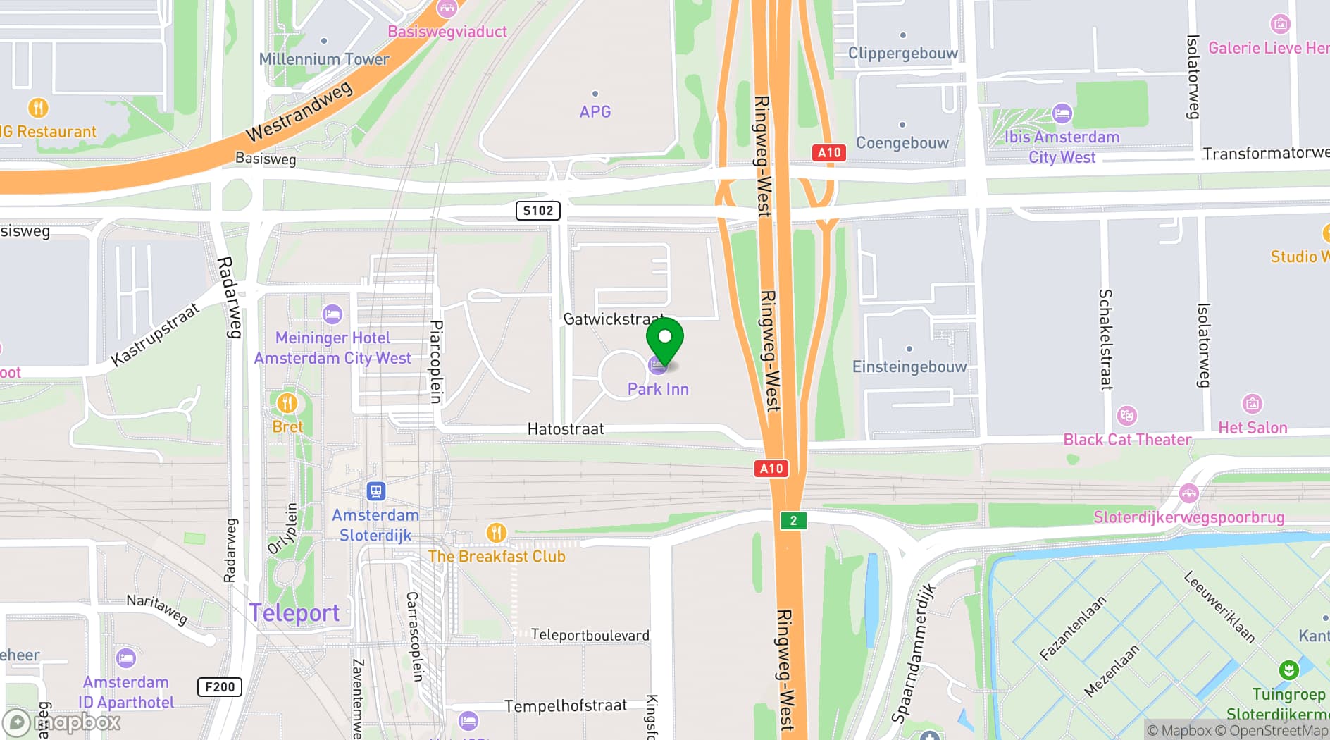 Map showing Park Inn by Radisson Amsterdam City West