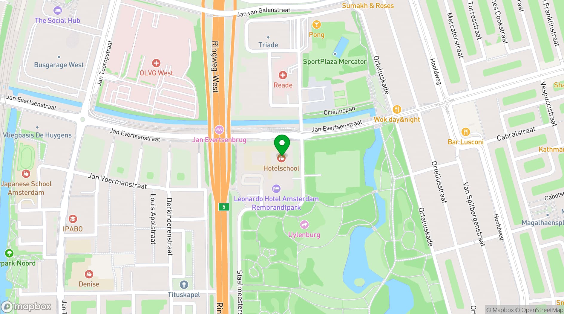 Map showing Skotel Amsterdam