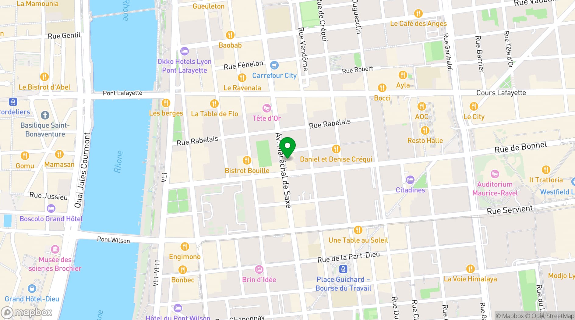 Map showing Le Garage Restaurant