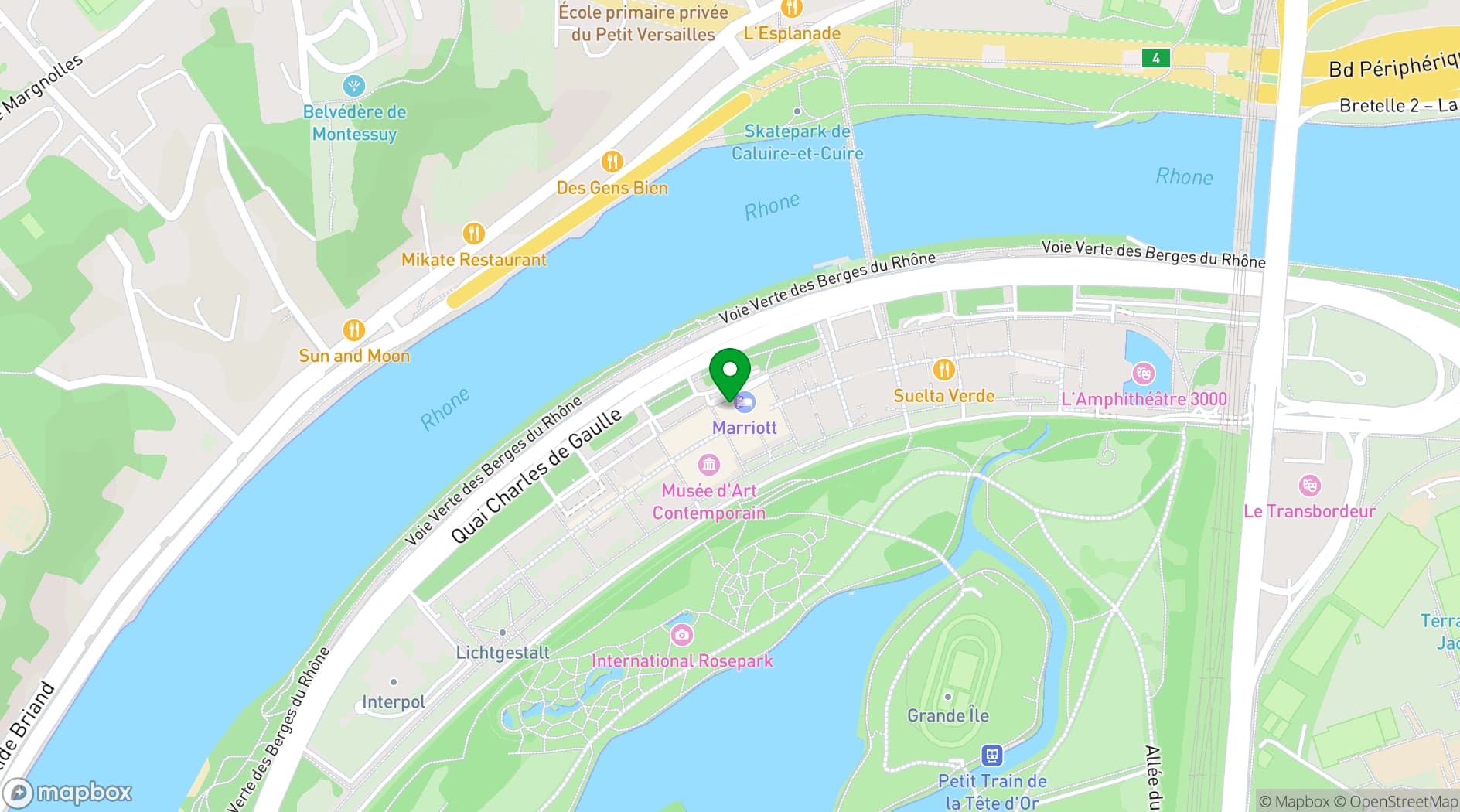 Map showing Lyon Marriott Hotel Cité Internationale