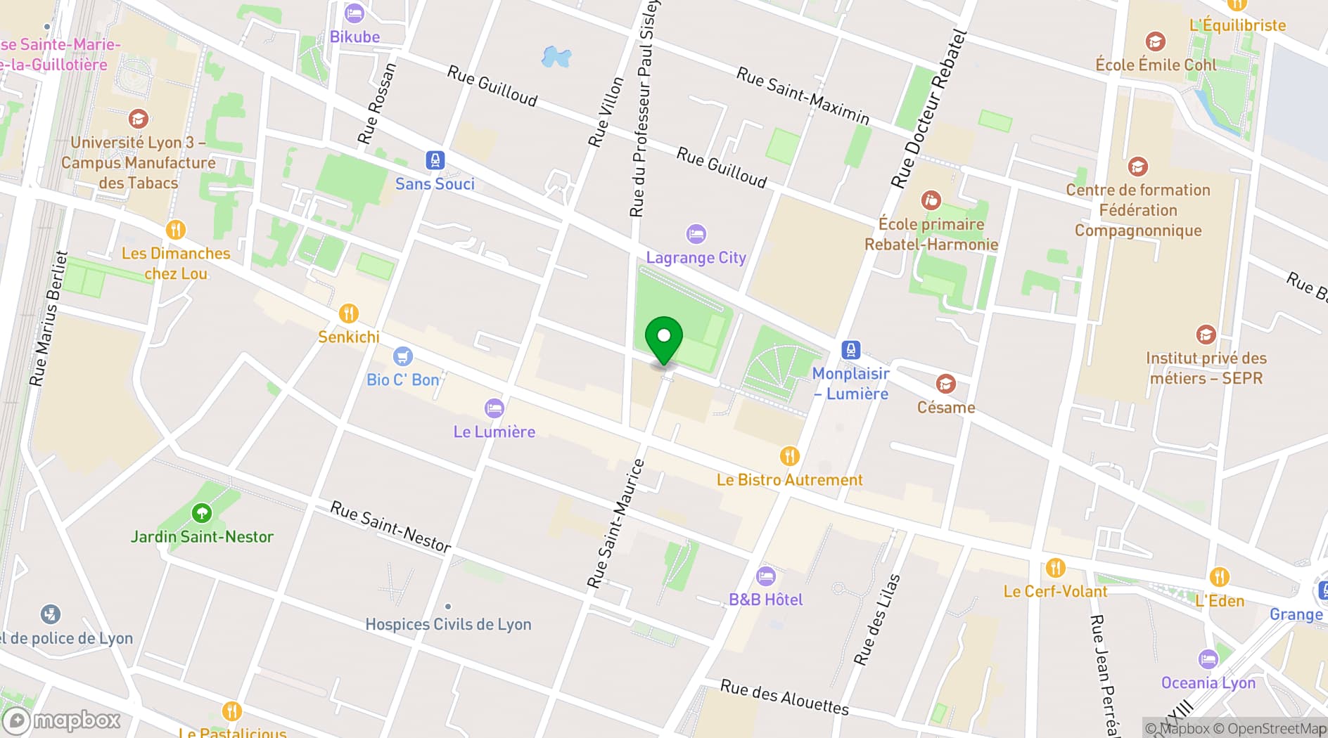 Map showing Institut Lumière