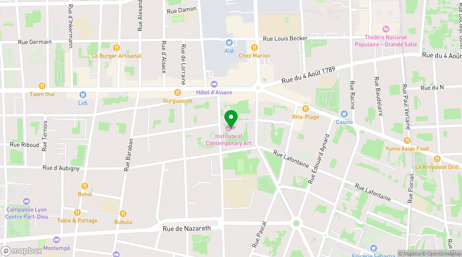 Map showing Institut d’art contemporain