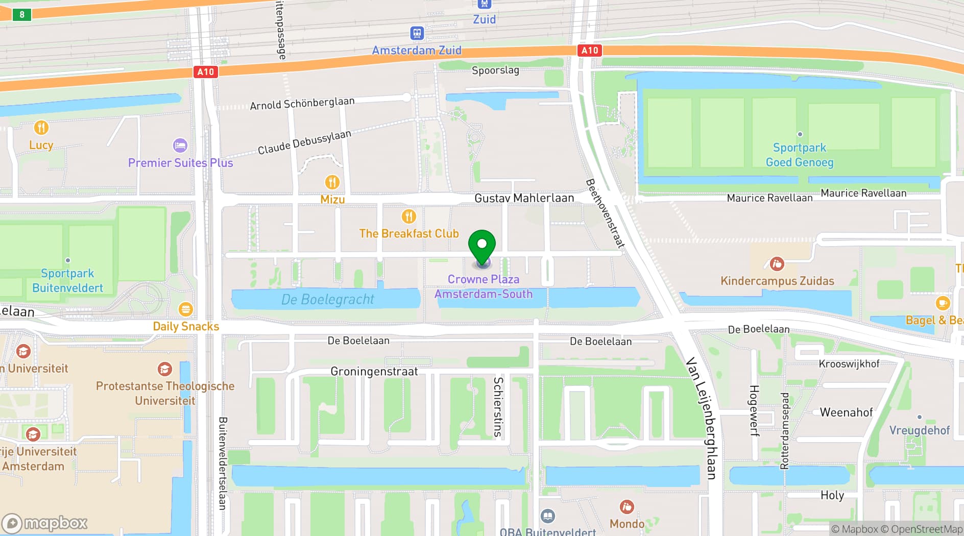 Map showing Crowne Plaza Amsterdam-South
