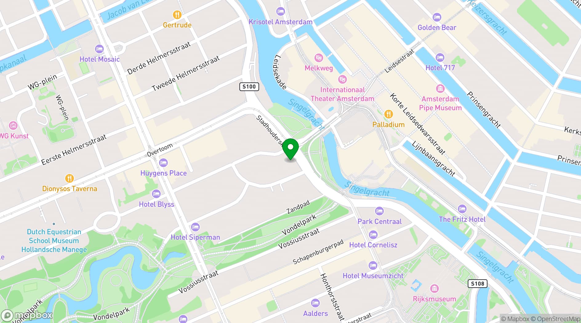Map showing Amsterdam Marriott Hotel
