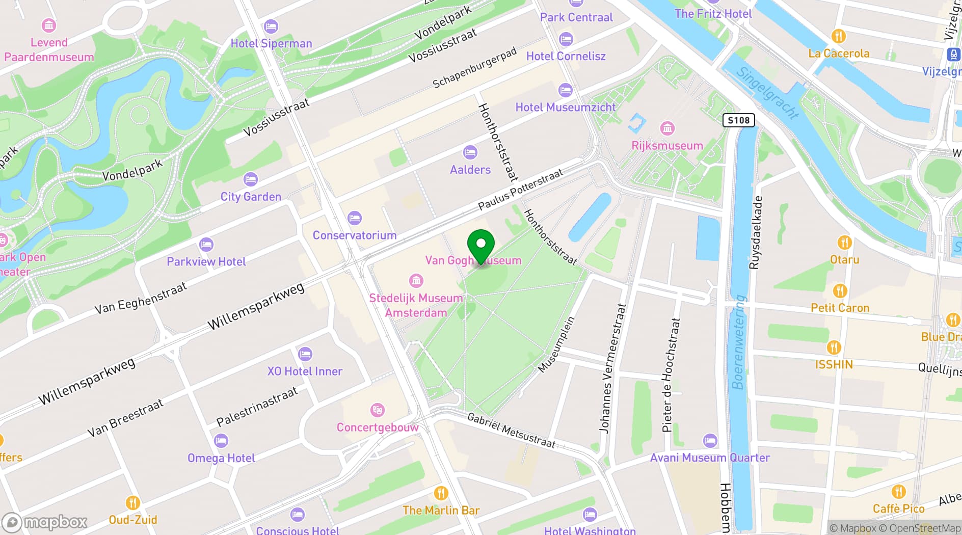 Map showing Van Gogh Museum