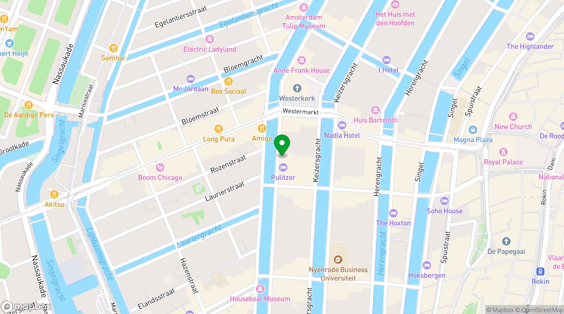 Map showing Pulitzer Amsterdam