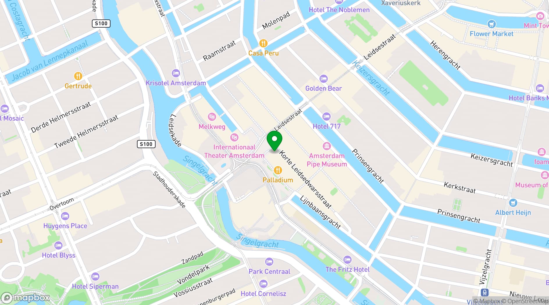 Map showing Bulldog Cafe