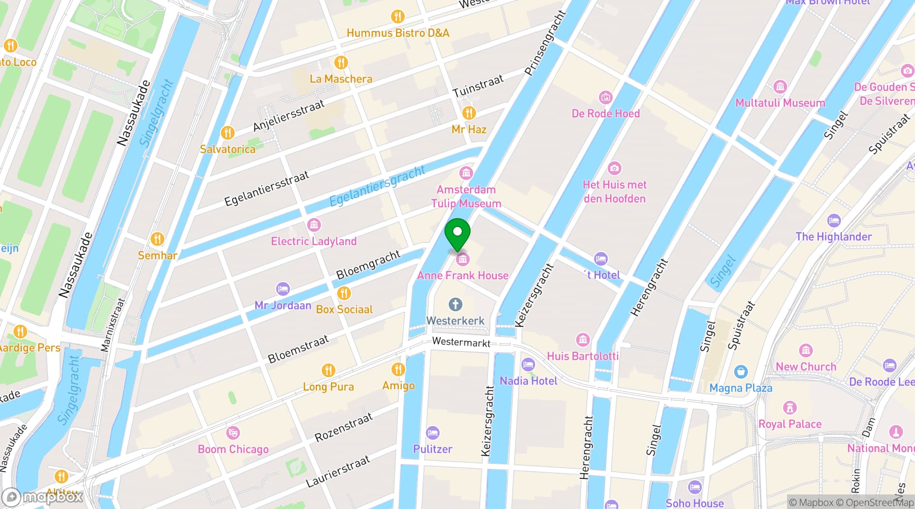 Map showing Anne Frank House