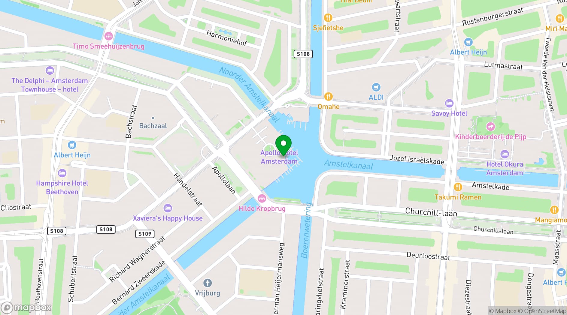 Map showing Apollo Hotel Amsterdam, a Tribute Portfolio