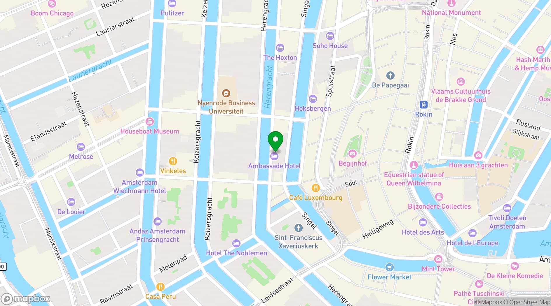 Map showing Restaurant Ambassade