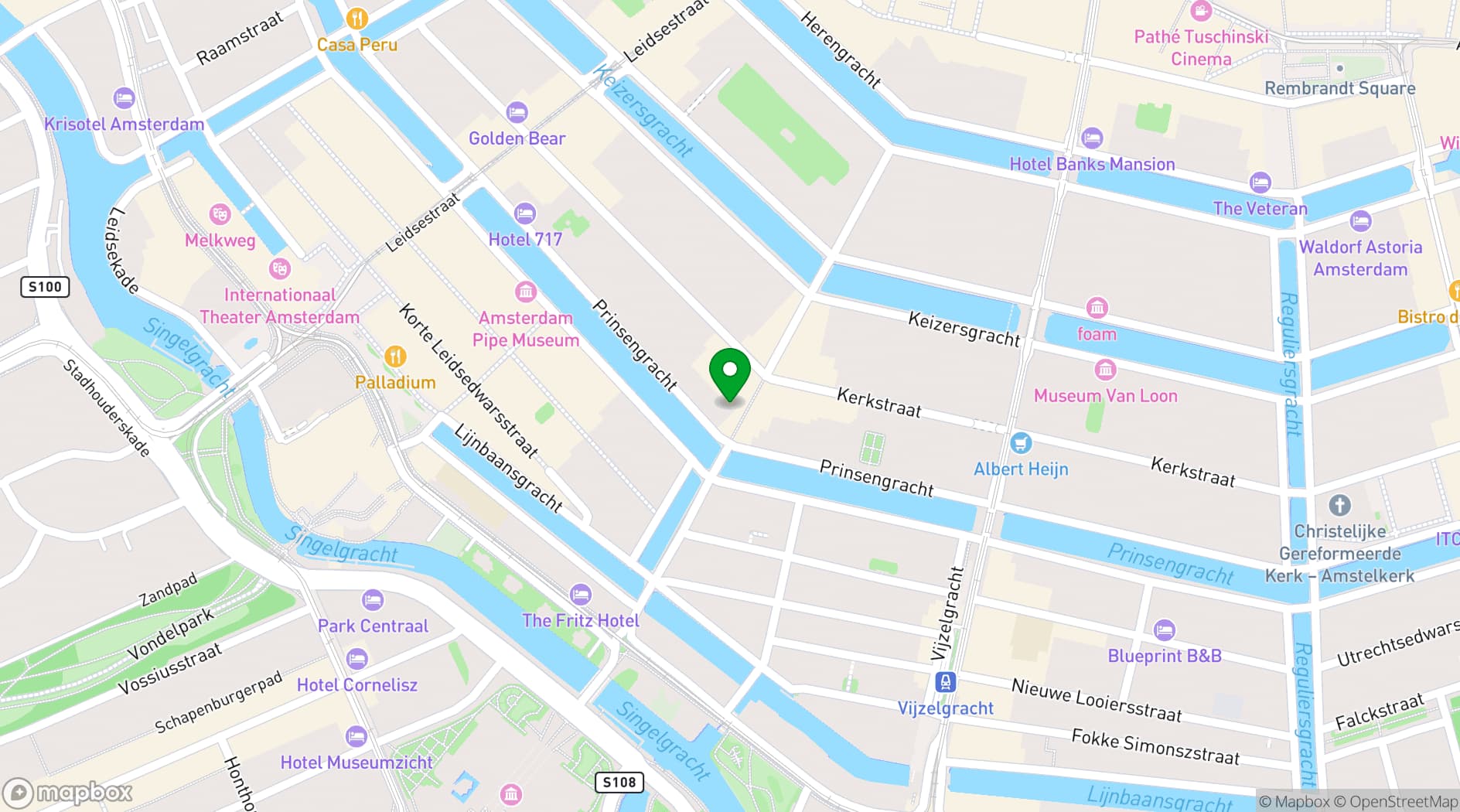 Map showing Amsterdam Boat Experience