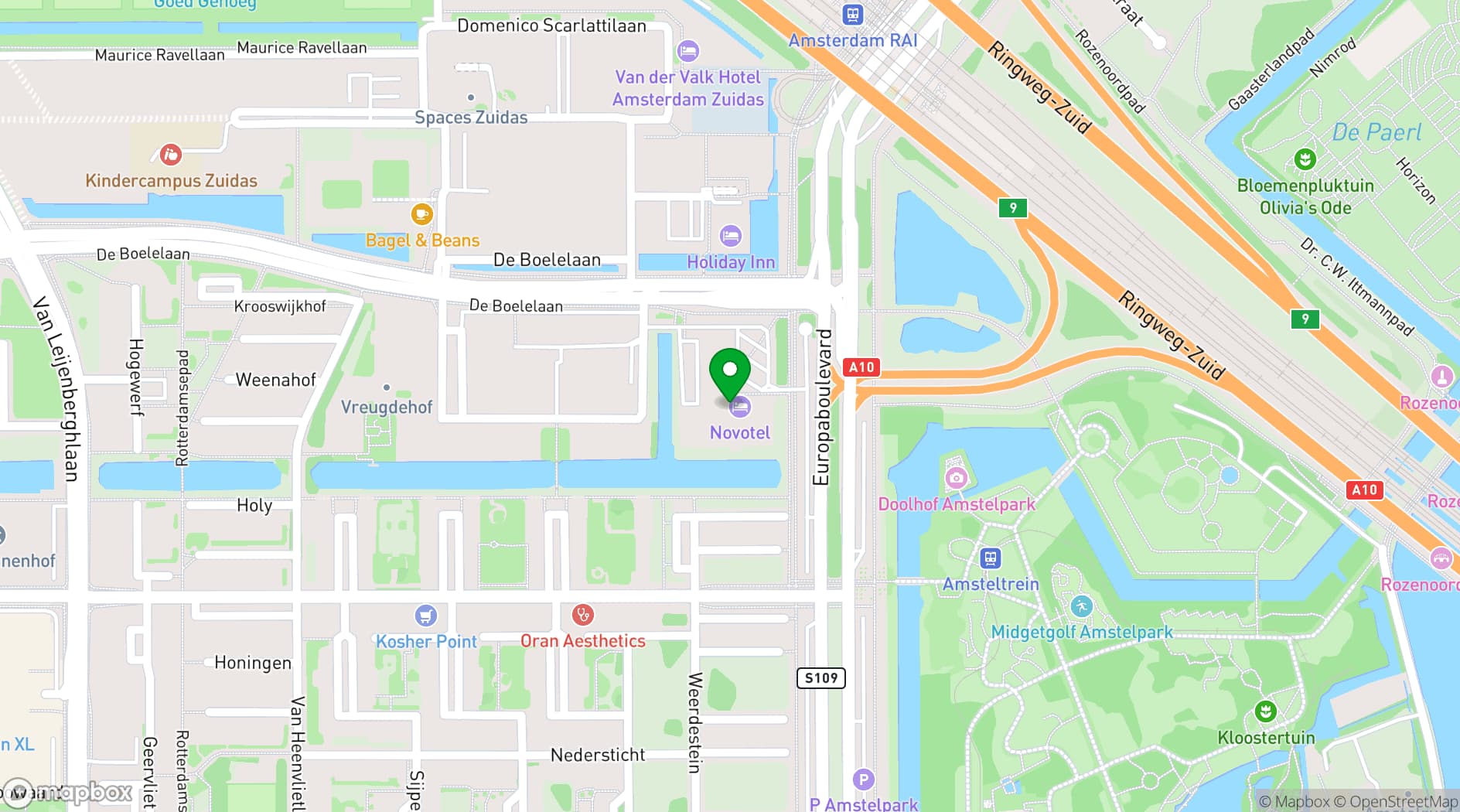 Map showing Hotel Novotel Amsterdam City