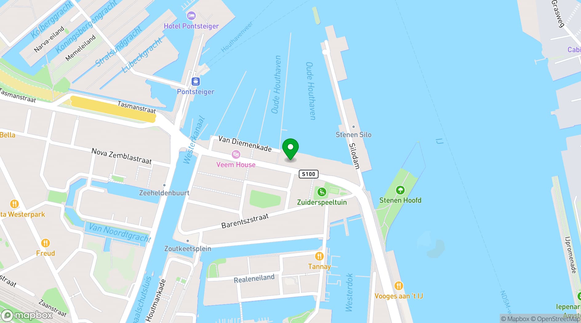 Map showing HNK Amsterdam Houthavens