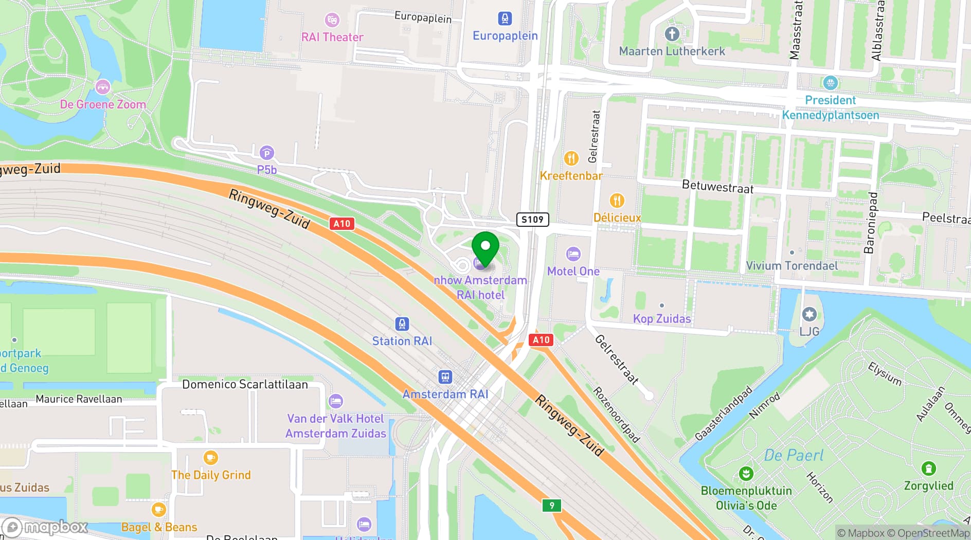 Map showing NH Hotel Amsterdam