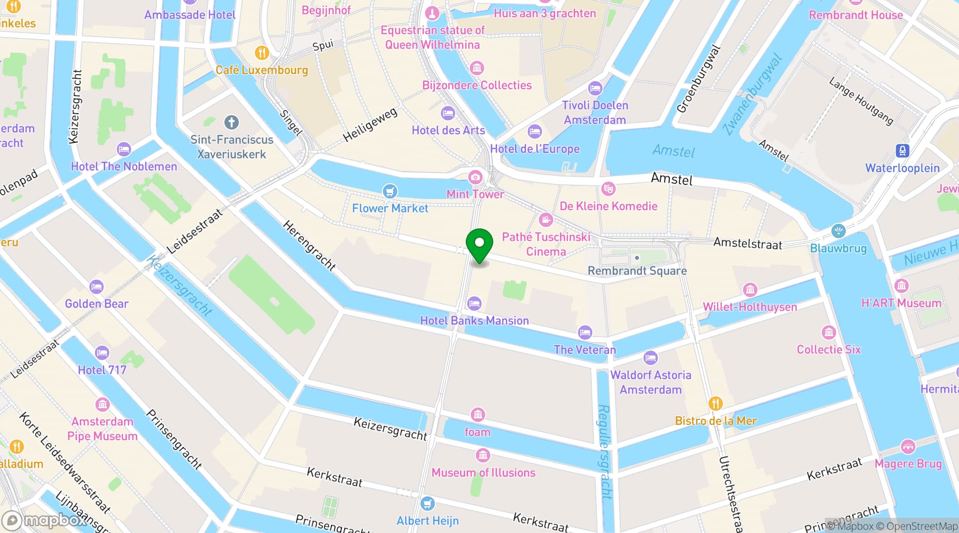 Map showing Senses Restaurant Amsterdam