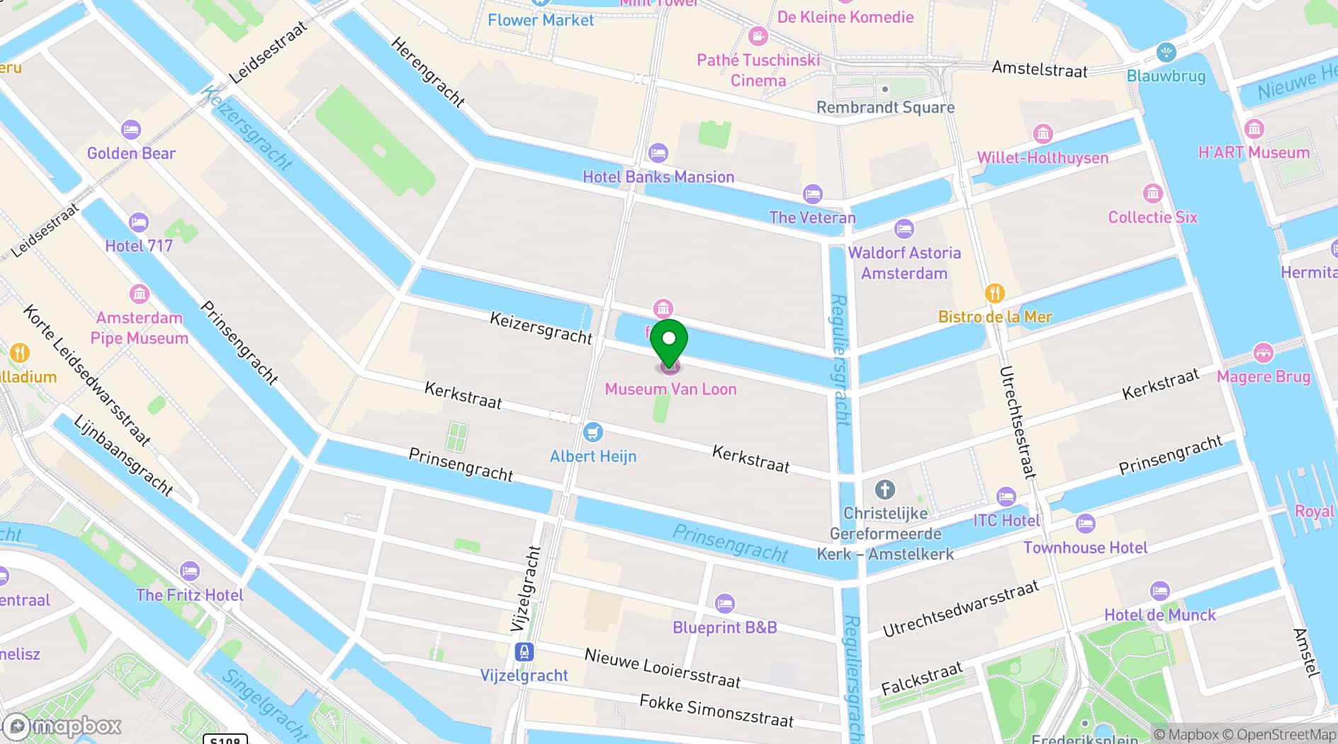 Map showing Museum Van Loon