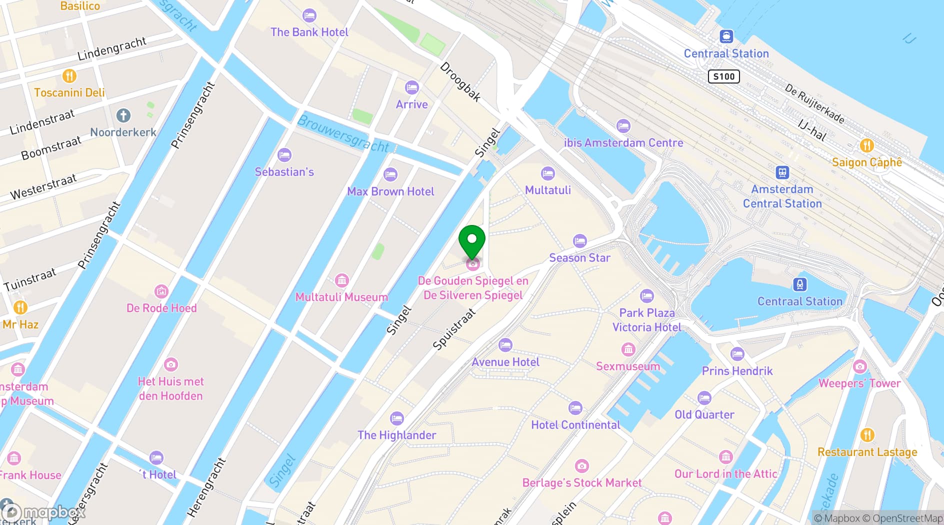 Map showing De Silveren Spiegel