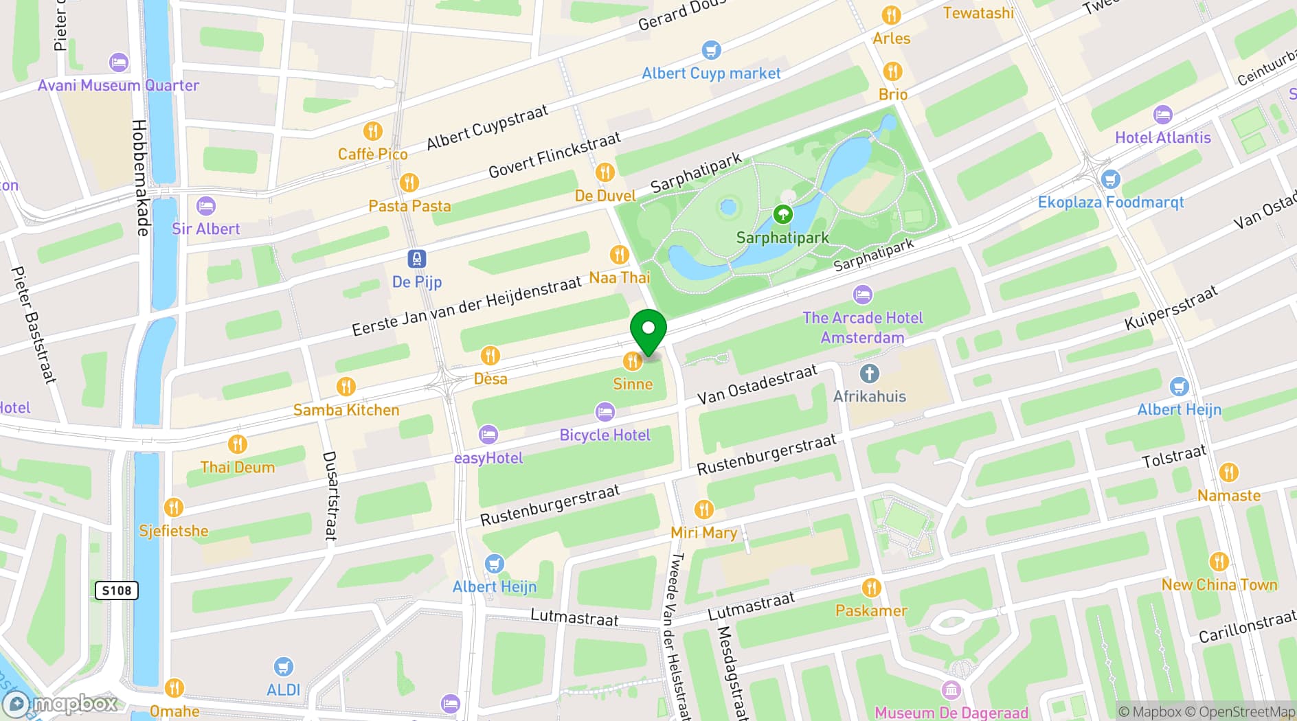 Map showing Restaurant Marius en Wijncafé De Worst
