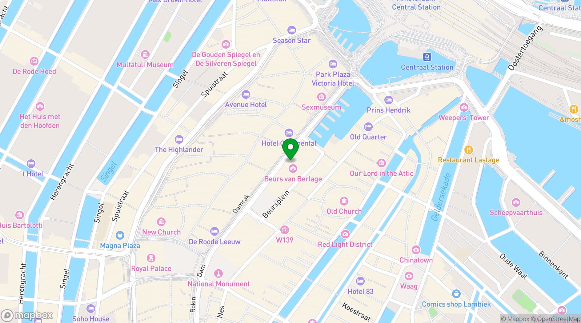 Map showing Beurs van Berlage