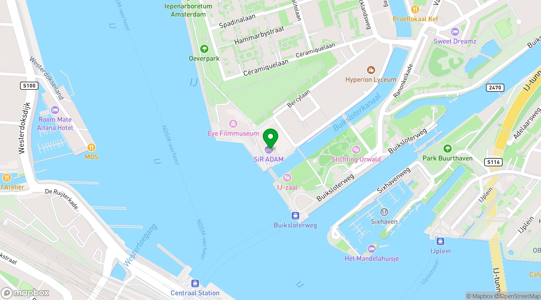 Map showing A'DAM Toren Meeting Rooms