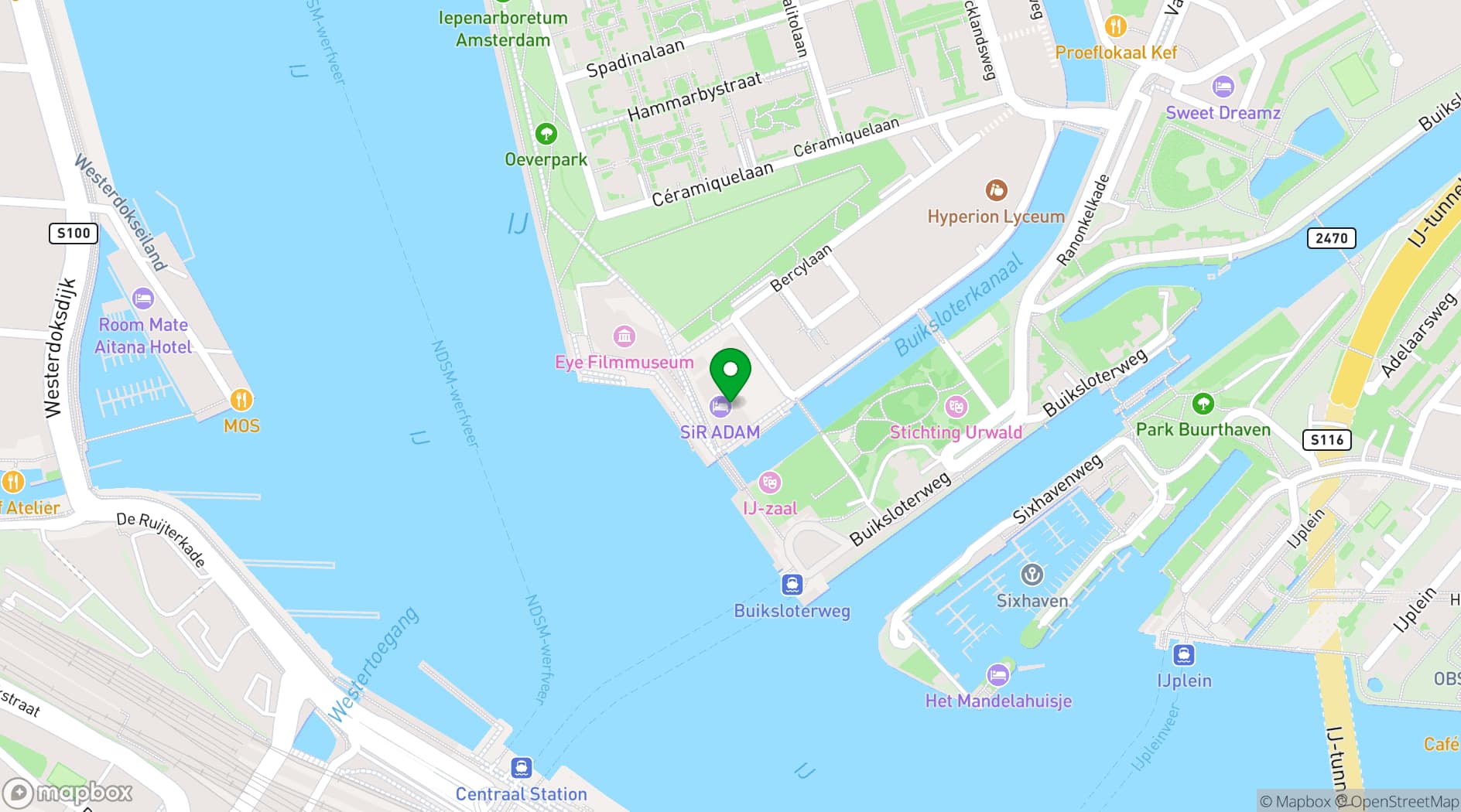 Map showing Eye Film Museum