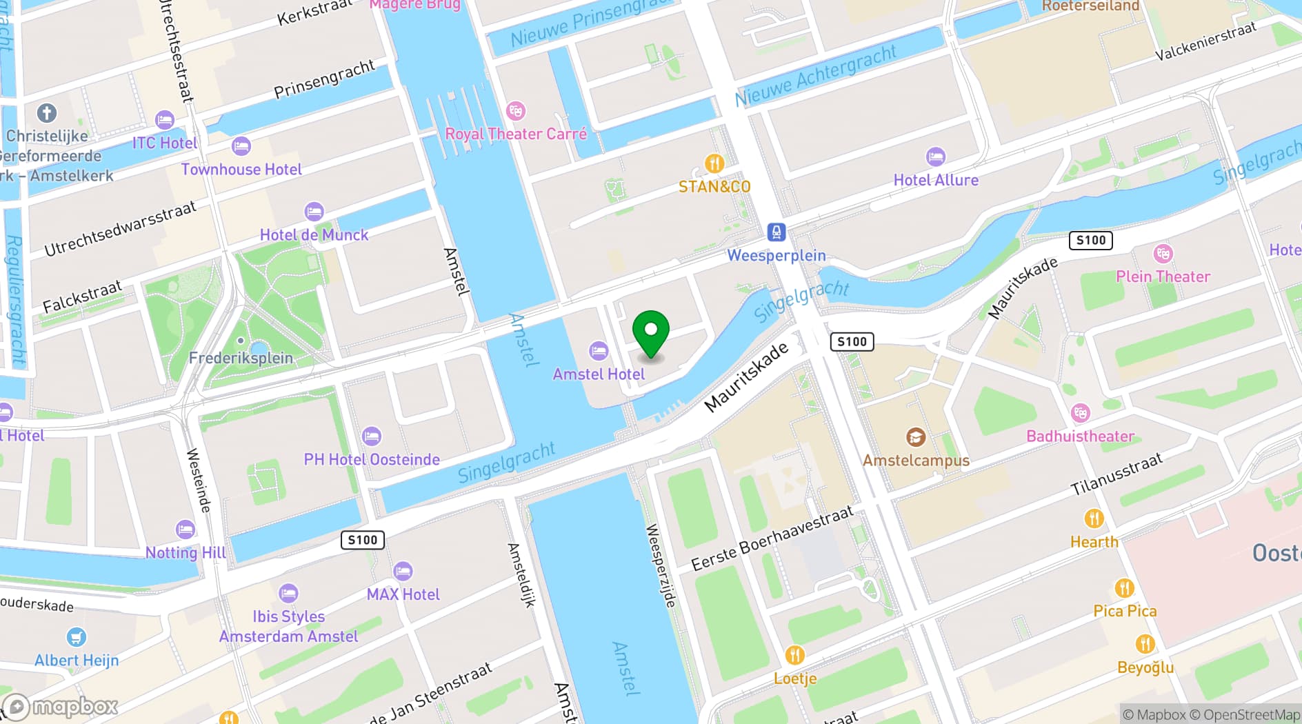 Map showing InterContinental Amstel Amsterdam