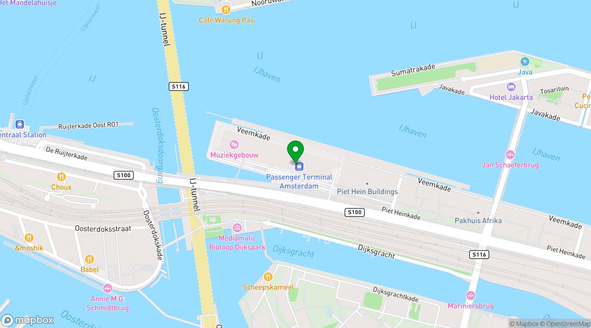 Map showing Passenger Terminal Amsterdam