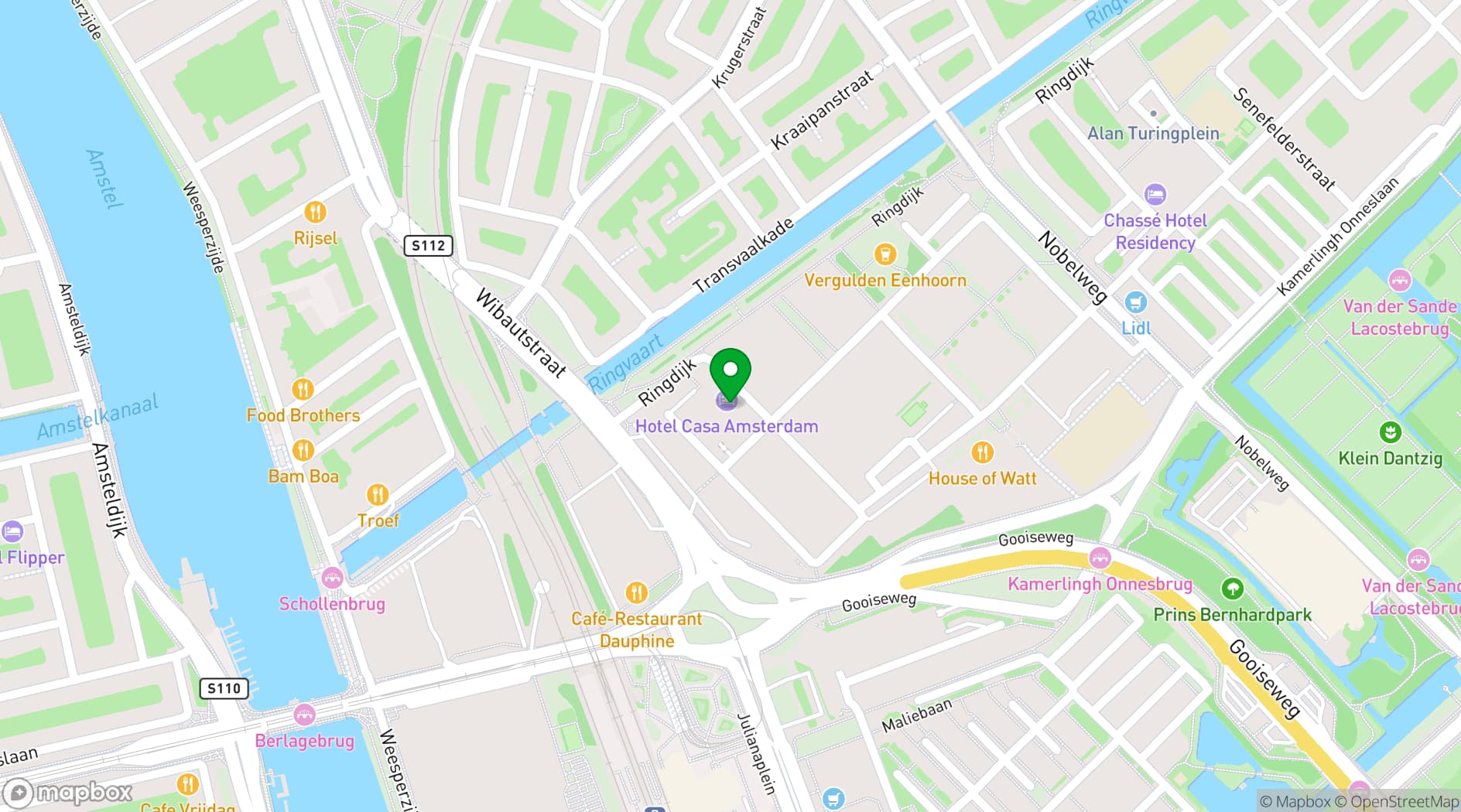 Map showing Hotel Casa Amsterdam