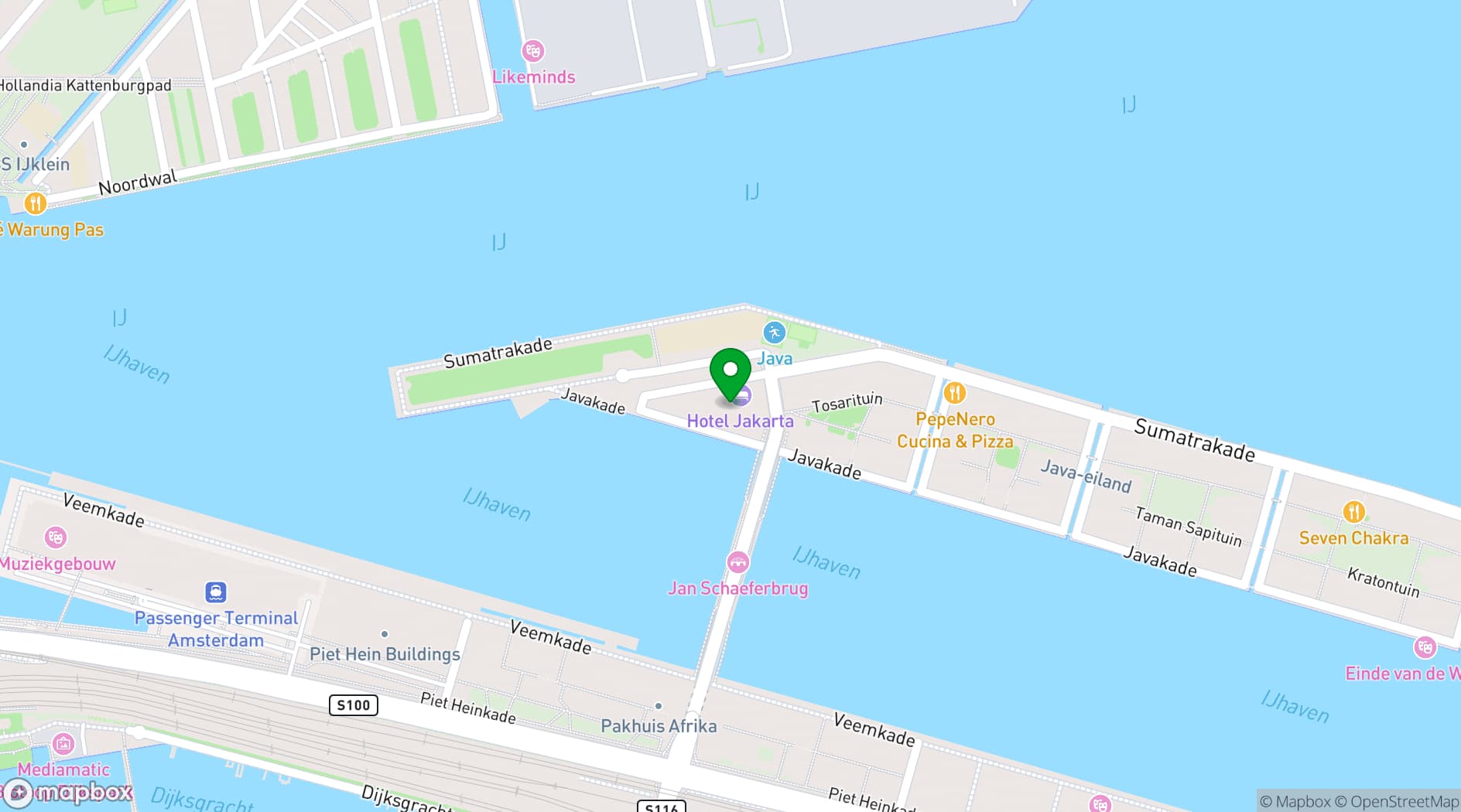 Map showing Hotel Jakarta Amsterdam