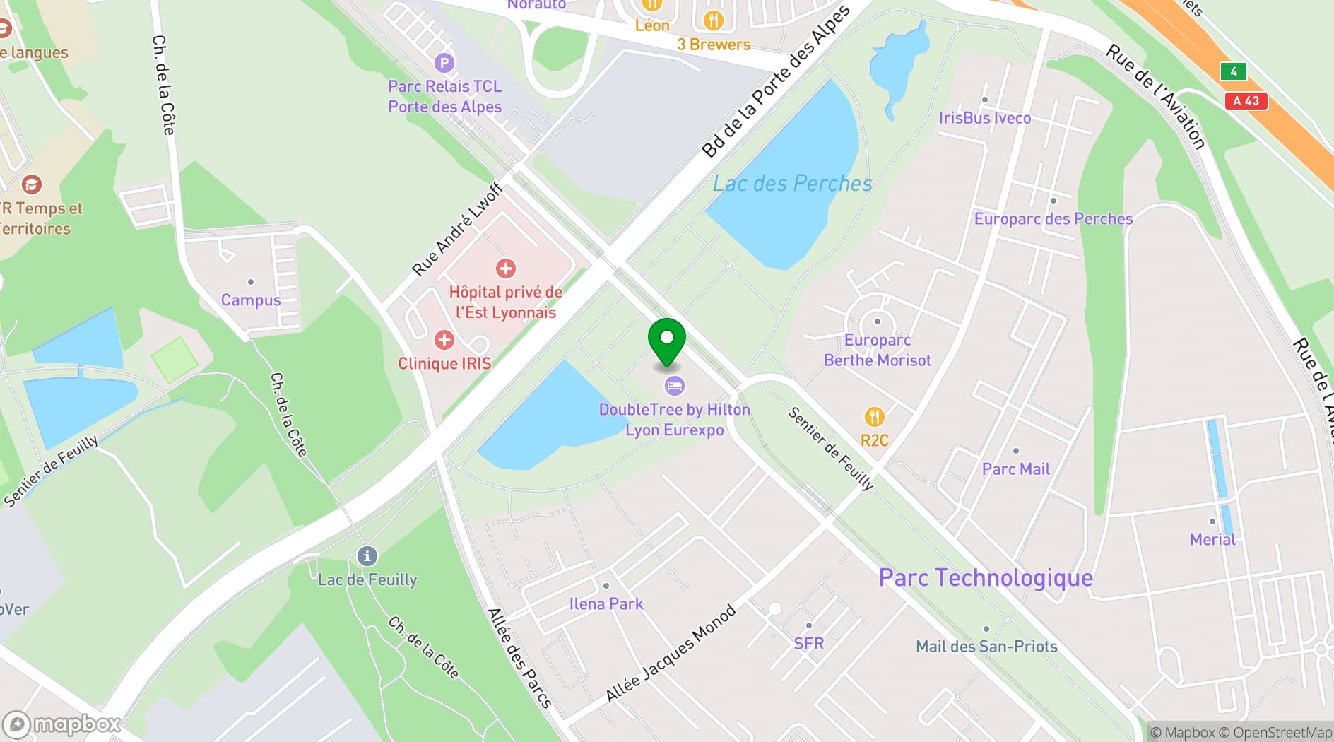 Map showing DoubleTree by Hilton Lyon Eurexpo & Spa