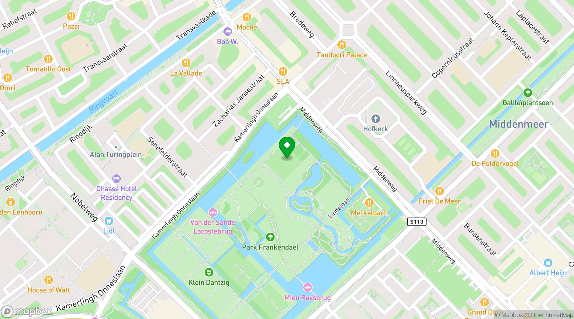 Map showing Restaurant De Kas