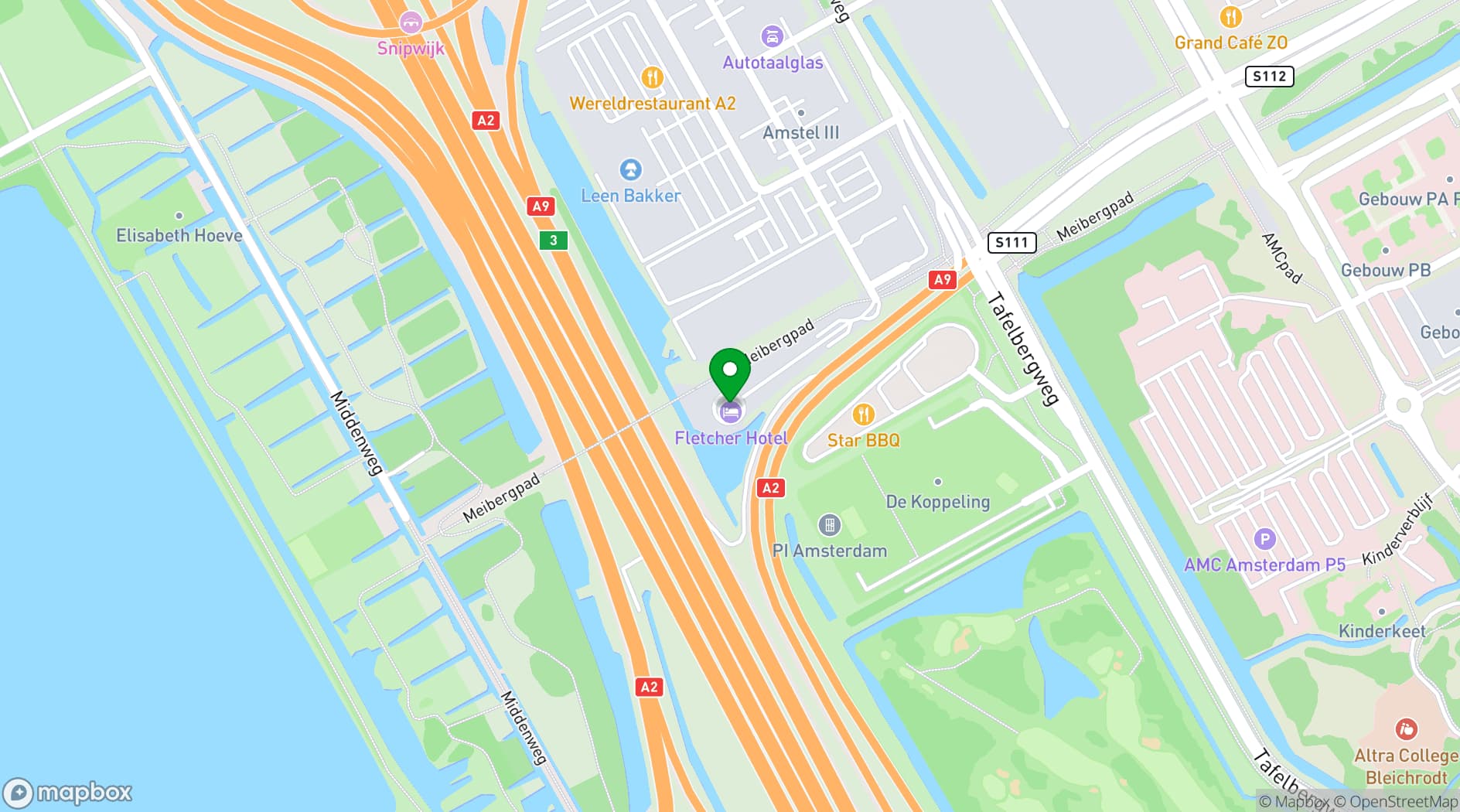 Map showing Fletcher Hotel Amsterdam