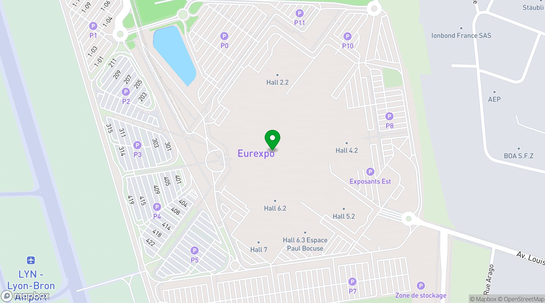 Map showing Eurexpo Lyon