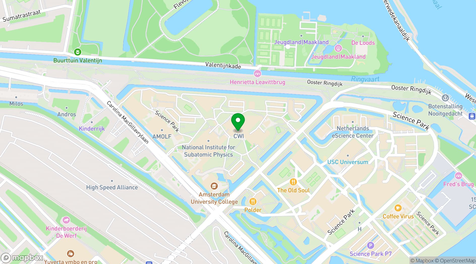 Map showing Amsterdam Science Park Congress Center