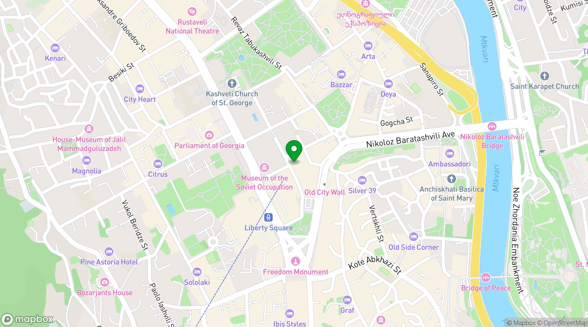 Map showing Wyndham Grand Tbilisi