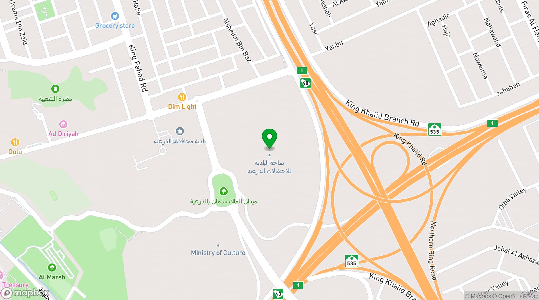 Map showing Diriyah