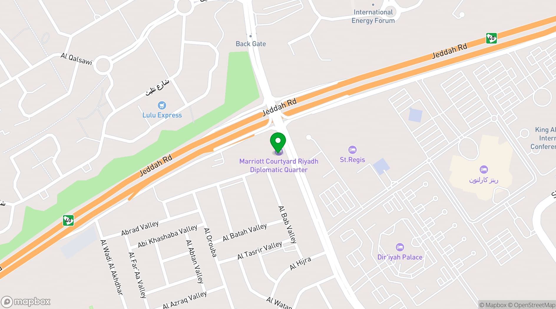 Map showing Courtyard Riyadh Diplomatic Quarter