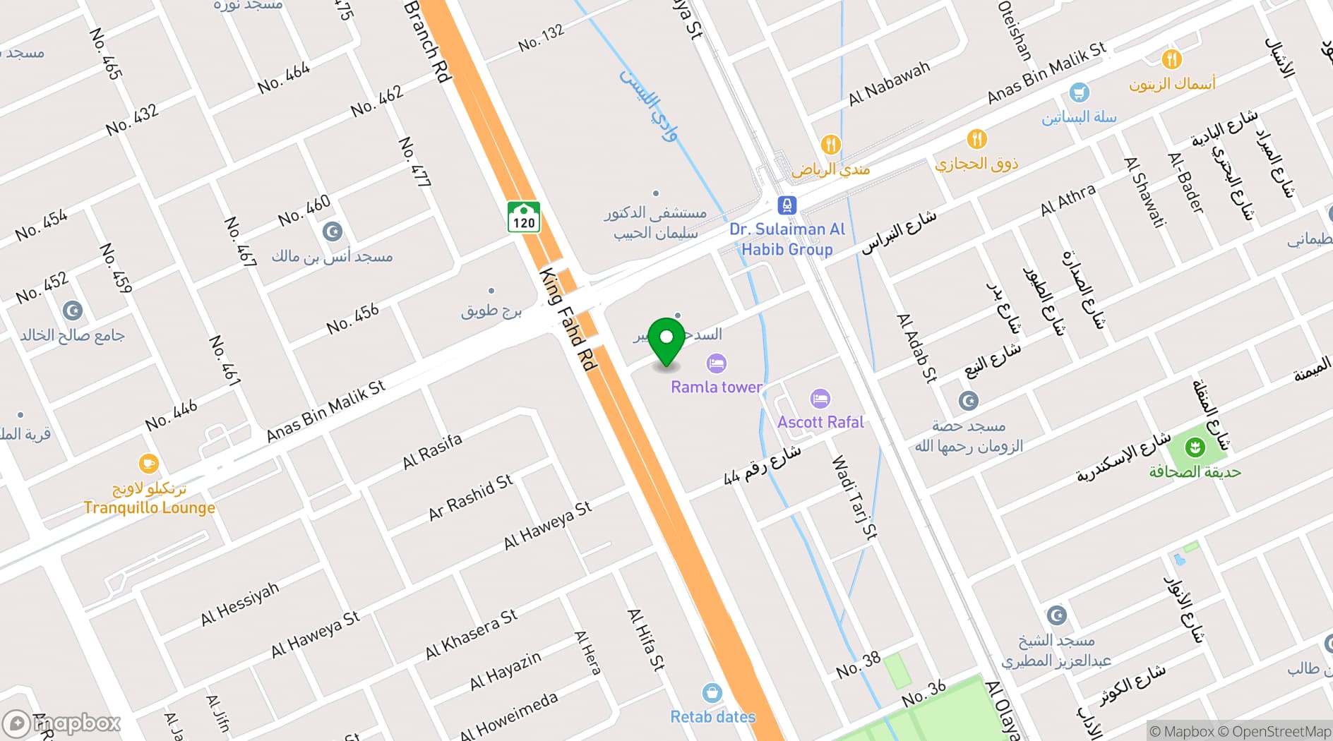 Map showing Fairmont Ramla Serviced Residences